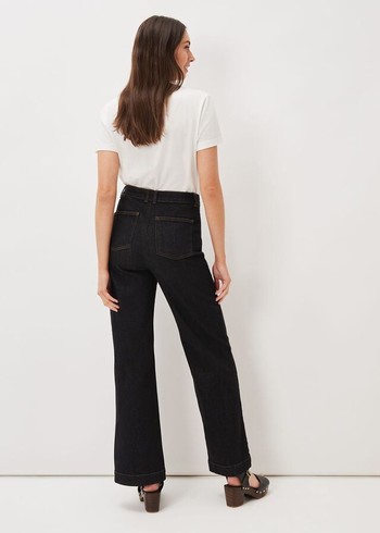 Phase Eight Magsie Wide Leg Jeans Black Australia | JF9154680